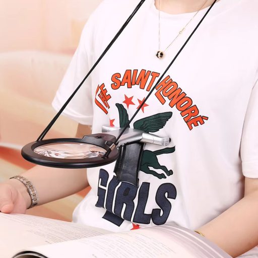 Lupa s LED osvětlením na zavěšení kolem krku, studená bílá