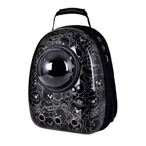 Kisállathordozó hátizsák, fekete macis