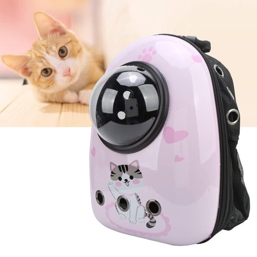 Batoh pro domácí mazlíčky, růžový s kočičím motivem