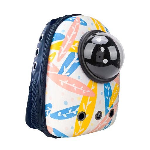 Batoh pro domácí mazlíčky, bílý s motivem listů