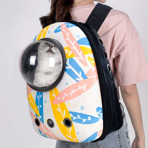 Batoh pro domácí mazlíčky, bílý s motivem listů