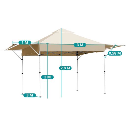Pavilon s bočními clonami a poloviční zadní stěnou, béžový