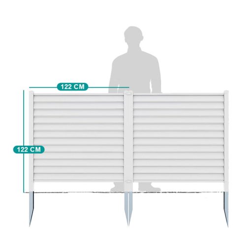 Zahradní zapichovací plotový panel, 122x122 cm, 2 ks, bílý