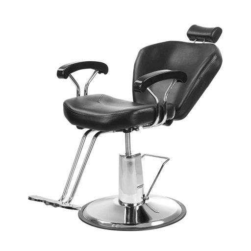 Kadeřnická židle s opěrkou nohou, černá