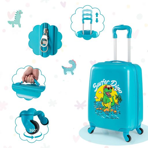 Dětský kufr na kolečkách a batoh, modrý