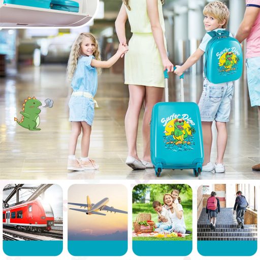 Dětský kufr na kolečkách a batoh, modrý
