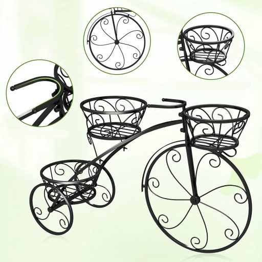 Kovový stojan na květiny na kolo