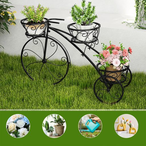 Kovový stojan na květiny na kolo