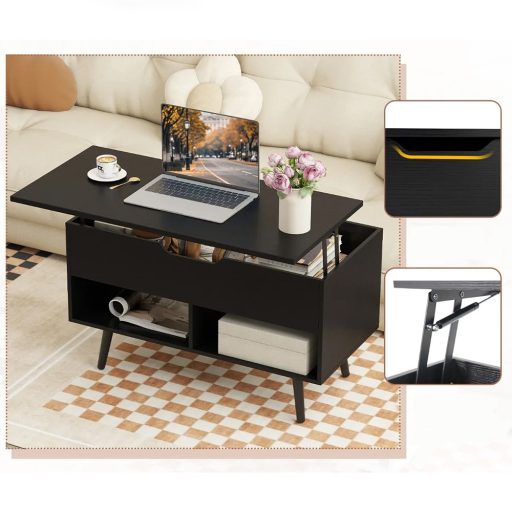 Konferenční stolek se zvedací deskou, černý