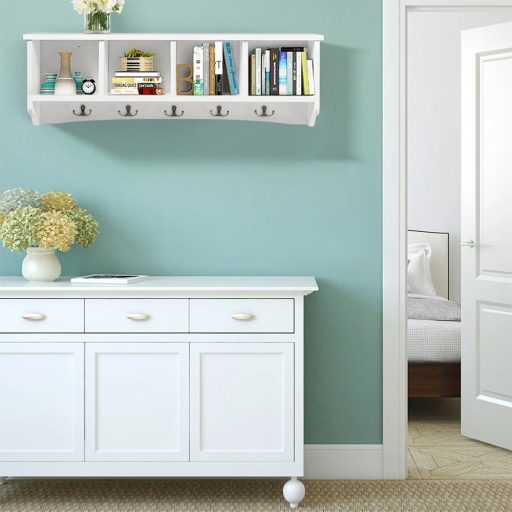 Nástěnný věšák s úložnými přihrádkami