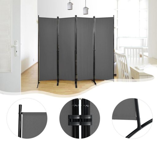 Paraván 4dílný 173 cm, šedý