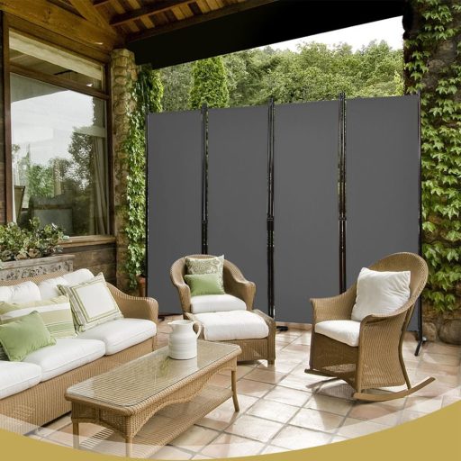 Paraván 4dílný 173 cm, šedý