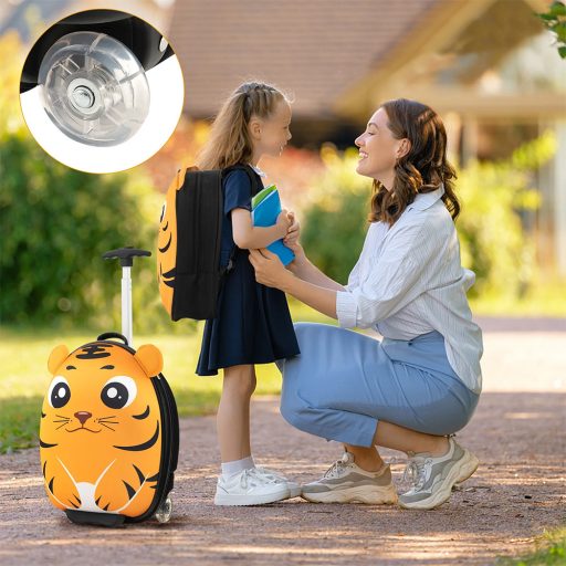 Dětský kufr na kolečkách a batoh, oranžový