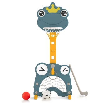   Basketbalový koš 4 v 1 s nastavitelnou výškou a kroužky, oranžový