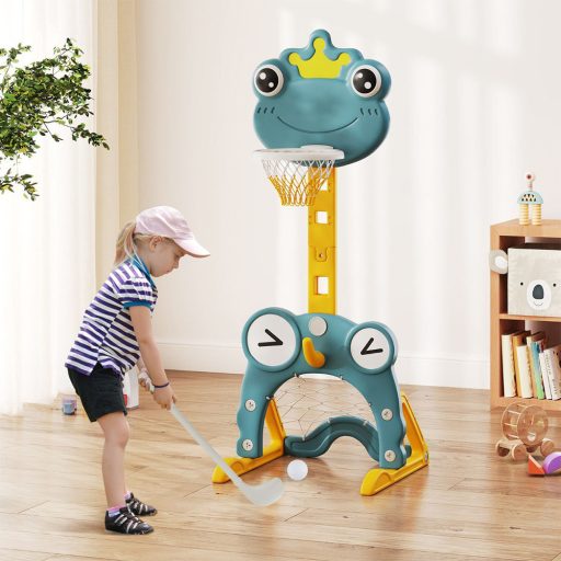 Basketbalový koš 4 v 1 s nastavitelnou výškou a kroužky, oranžový