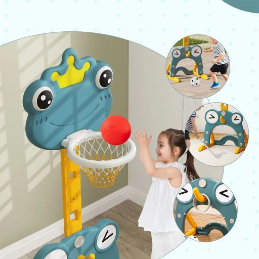 Basketbalový koš 4 v 1 s nastavitelnou výškou a kroužky, oranžový