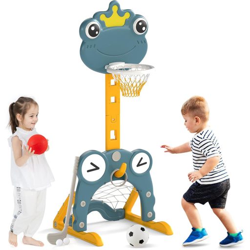 Basketbalový koš 4 v 1 s nastavitelnou výškou a kroužky, oranžový