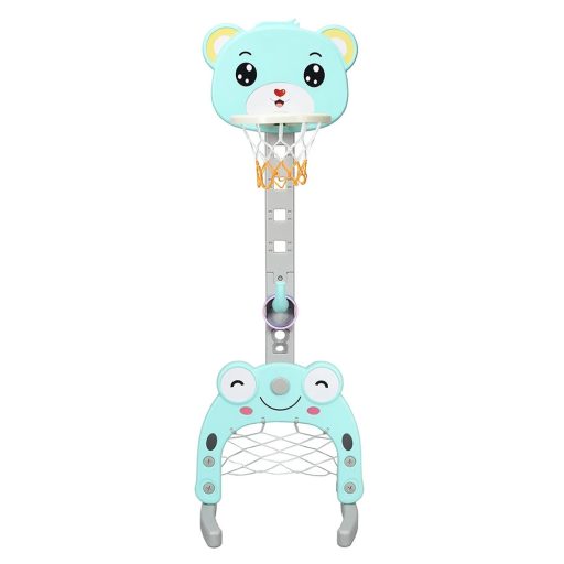 Basketbalový koš 3 v 1 s nastavitelnou výškou a kroužky, modrý