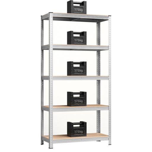 Ocelový regál, stříbrný, sada, 2 ks