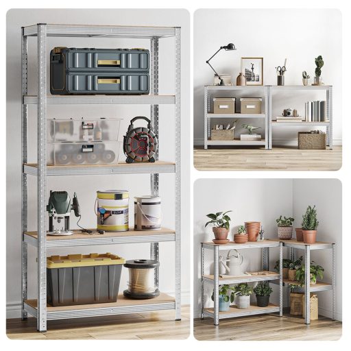 Ocelový regál, stříbrný, sada, 2 ks