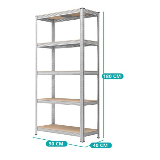 Ocelový regál, stříbrný, sada, 2 ks