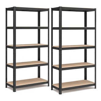 Ocelový regál, černý, sada 2 ks