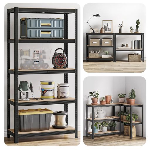 Ocelový regál, černý, sada 2 ks