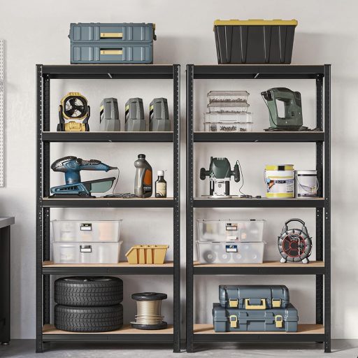 Ocelový regál, černý, sada 2 ks