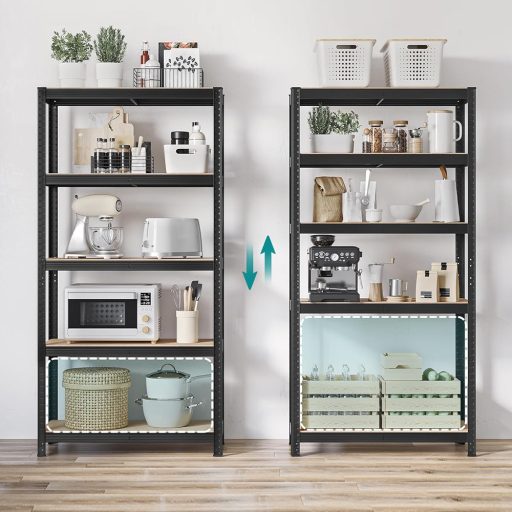 Ocelový regál, černý, sada 2 ks