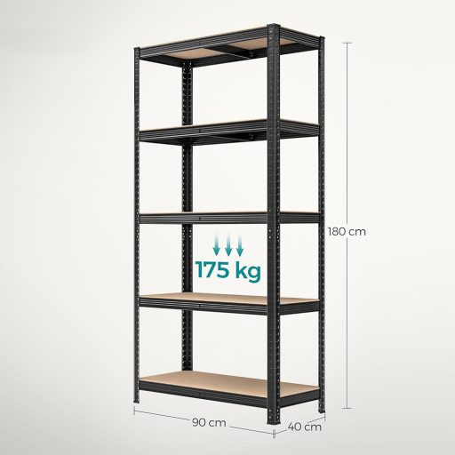 Ocelový regál, černý, sada 2 ks