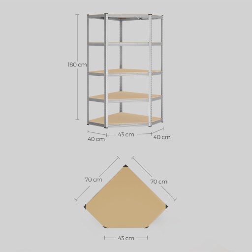 Rohová úložná police, 70x70x180 cm