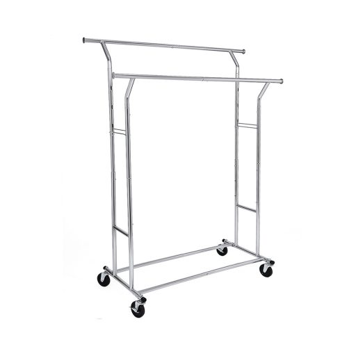 Nastavitelný věšák na oblečení s výškou a šířkou, stříbrný