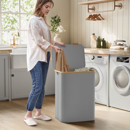 Plastový koš na prádlo, šedý
