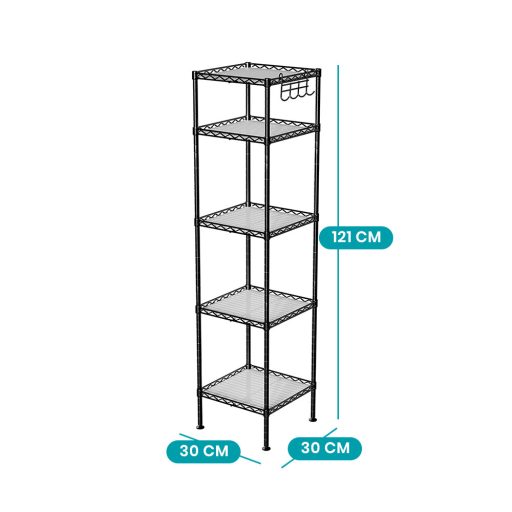 5patrový koupelnový regál 30x30x121cm