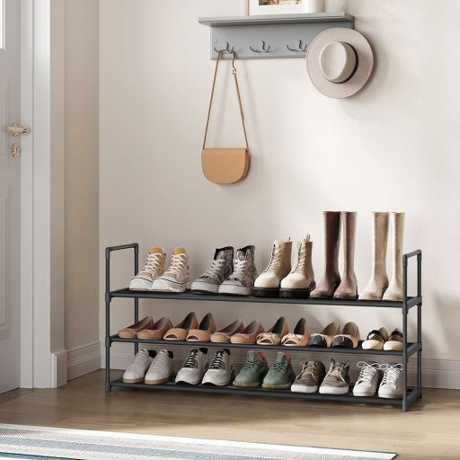 Kovový botník se 3 policemi 116x30x55cm