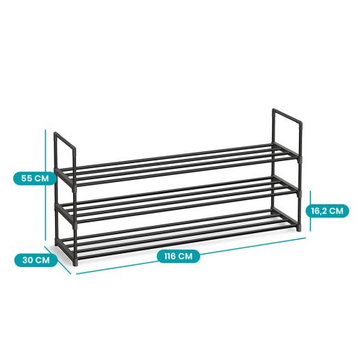 Kovový botník se 3 policemi 116x30x55cm