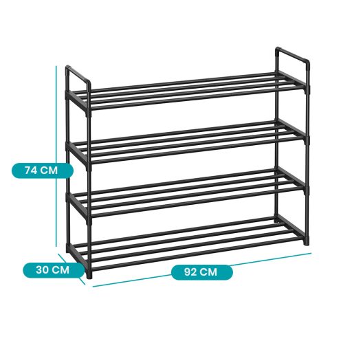 Kovový botník se 4 policemi 92x30x72cm