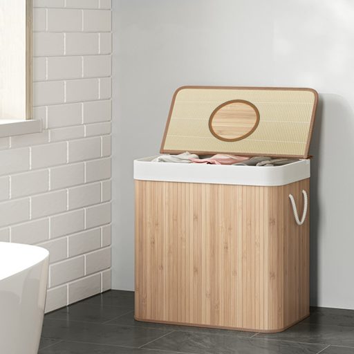 Bambusový koš na prádlo s odnímatelnou síťkou