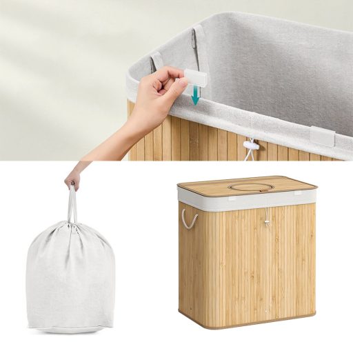Bambusový koš na prádlo s odnímatelnou síťkou
