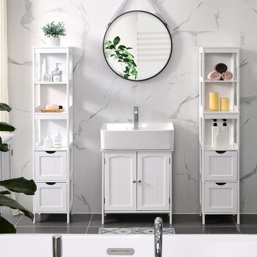 Skříňka se 3 policemi a 2 zásuvkami 30x30x141.5 cm