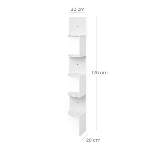 Rohová knihovna bílá 20x20x126 cm
