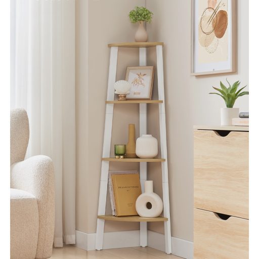 Rohová police, bílá 33.4x33.4x124.5 cm