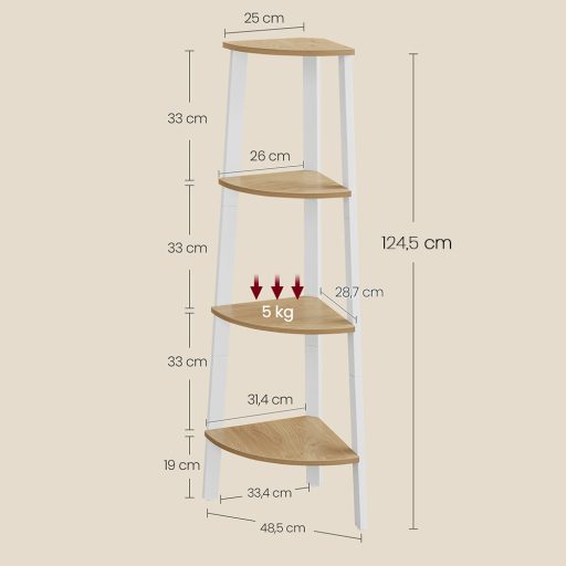 Rohová police, bílá 33.4x33.4x124.5 cm