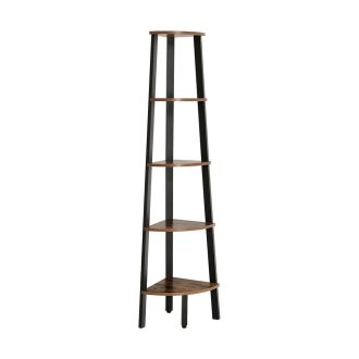 Rohová police, černá 37,2x37,2x159 cm