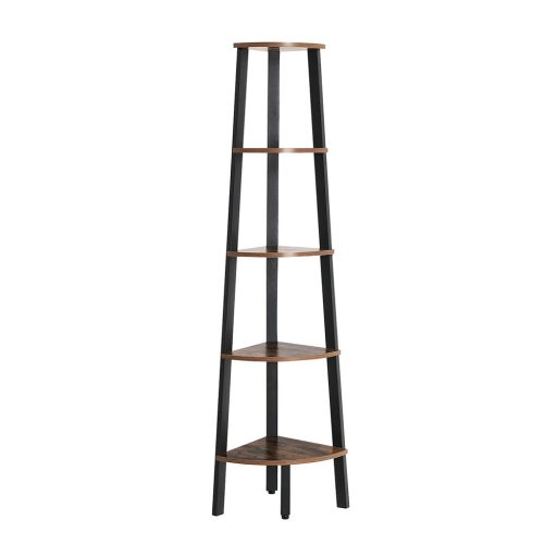 Rohová police, černá 37,2x37,2x159 cm