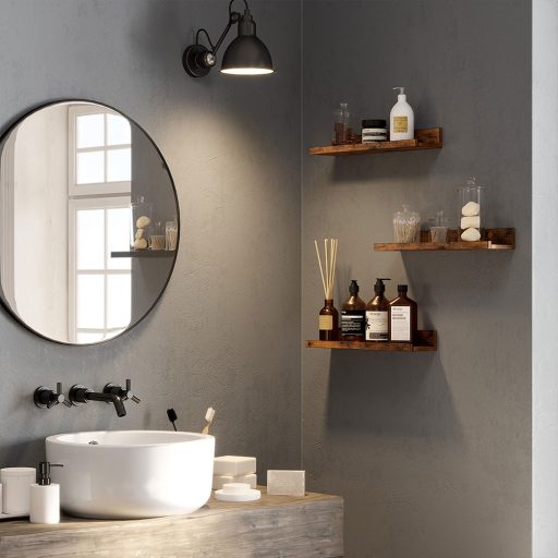 Sada 3 dřevěných nástěnných polic