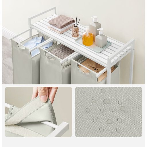 Tříkomorový koš na prádlo, slonová kost