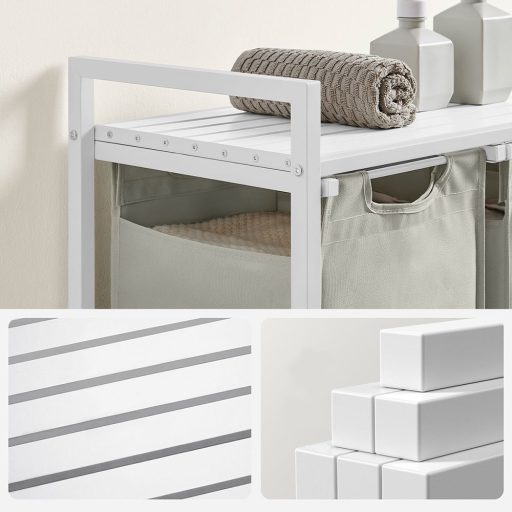 Tříkomorový koš na prádlo, slonová kost