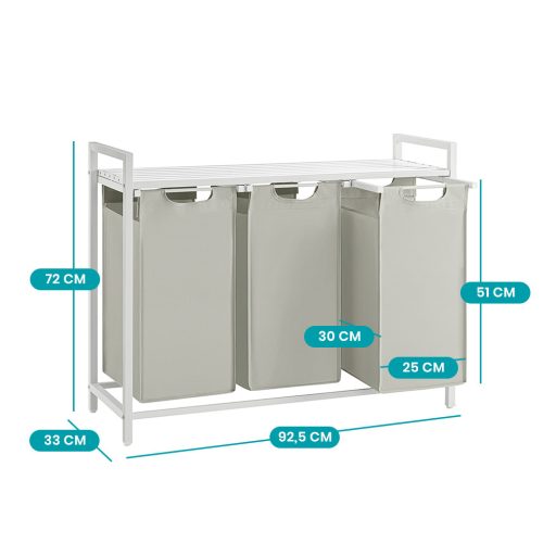 Tříkomorový koš na prádlo, slonová kost